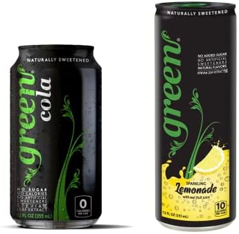 Green Cola 12Fl Oz 8ct & Green Lemonade 12 Fl Oz 6ct - No sugar added, Naturally Sweetened with 100% Stevia Leaf Extract, Keto Friendly Carbonated Soft Drink 14ct Bundle
