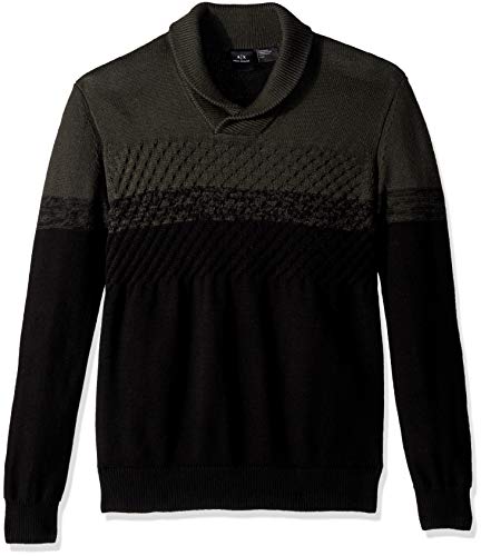 A|X Armani Exchange Men's Hooded specked Sweater, up peat/Black, M