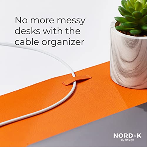 Image of Nordik Leather Desk Mat -Tangerine Orange- Large Leather Desk Pad 35x17in