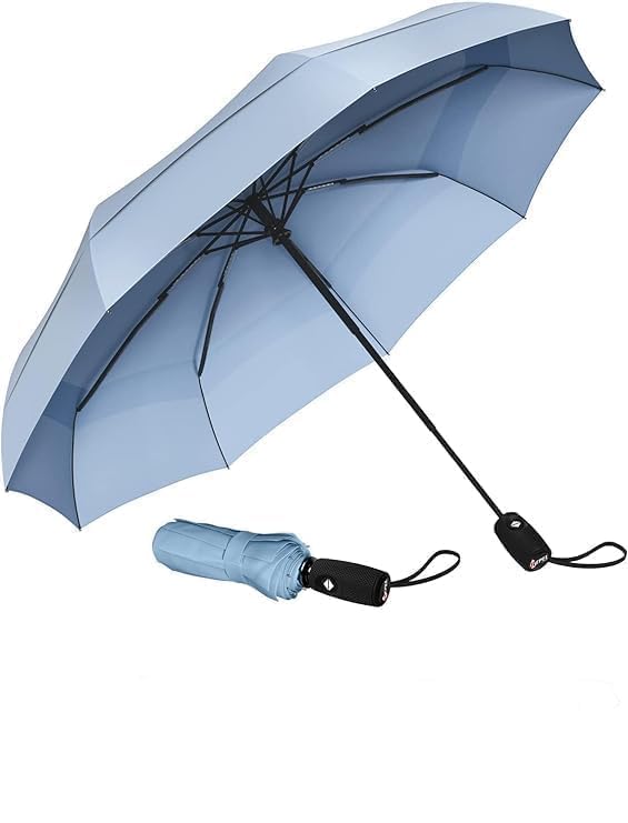 Windproof Travel Umbrella, Automatic Open Close, Big Size for Men, Women, Kids, UV Protection, Stylish Folding Umbrella, Compact 3 Fold Design, Rain and Sun Umbrella, Lightweight