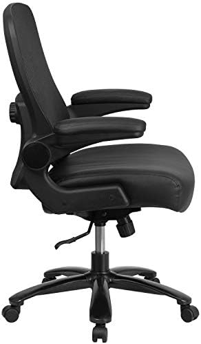 EMMA + OLIVER Hercules Series Big & Tall 500 lb. Rated Black Mesh/LeatherSoft Executive Ergonomic Office Chair with Adjustable Lumbar - Thumbnail 2