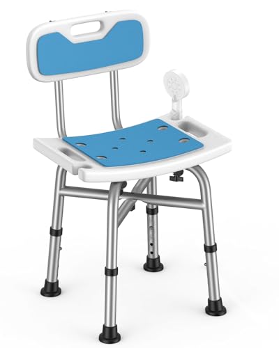 LUFEIDRA Heavy-Duty Shower Chair - 500 lbs Capacity, Adjustable Height (15.3'-19.5'), Tool-Free...