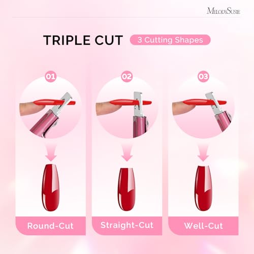 Image of MelodySusie Acrylic Nail Clippers with 15pcs Magnet Sizers, Professional Nail Cutters for Long Acrylic Gel Nails Tips, Adjustable Stainless Nail Trimmer, Manicure Tool for Salon Home, Dark Pink