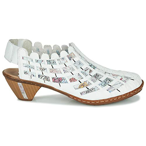 Image of Rieker 46778 Sina Women's Heels - Sling-Backs, Leather Upper, Hand-Woven Design, Anti-Stress Comfort, Flexible Sole, Secure Fit, and Timeless Everyday Style
