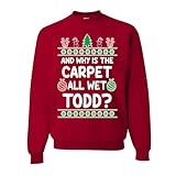 wild custom apparel Why Is The Carpet All Wet Todd Couples WCA Ug Crewneck Sweatshirt, Red, Large