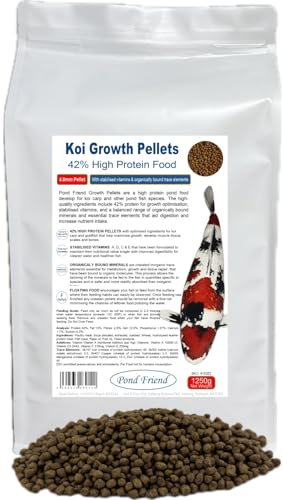 Pond Friend Koi Growth Pellets Floating Pond Fish Food 1250g 4.5mm Carp & Goldfish High Protien Diet For Fast Growth