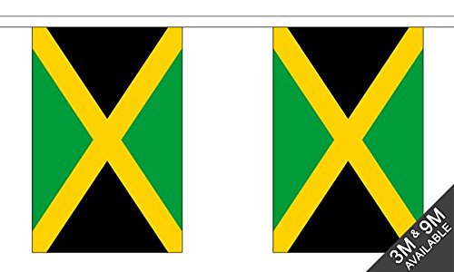 Flagtex Jamaica Fabric Bunting – 9m with 30 Flags – Fabric for Indoor & Outdoor Use – String Flags Banners Jamaican Caribbean Island — image 1