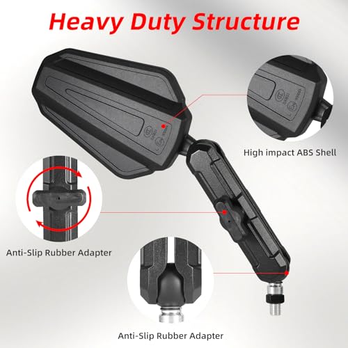 Ofig MT-SM009 Adventure Motorcycle Mirrors, Adjustable Motorcycle Side Mirrors With 7/8 Inch Handlebar Mount 8Mm 10Mm Screws Fit For Motorcycle Scooter Moped Dirt Bike Quad thumb #3