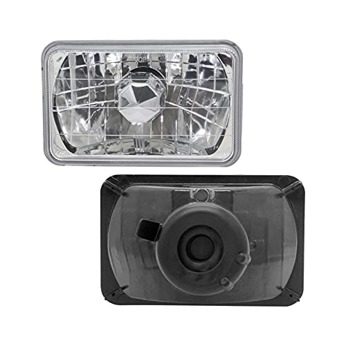 Ylt Auto Chrome Crystal Semi-Sealed Headlights 4 X 6 Inch Glass Lens H4 Hid Led Halogen High And Low Beam Replacement Kit (Pair)   #TOP1