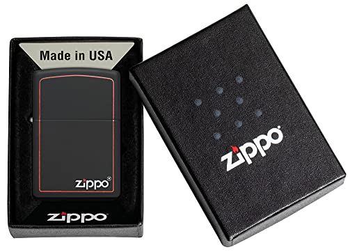 Zippo Windproof Lighter, Classic Black & Red, Black Matte, Colour Image, Refillable, Reusable, Windproof Design, Gift Box - Image 2