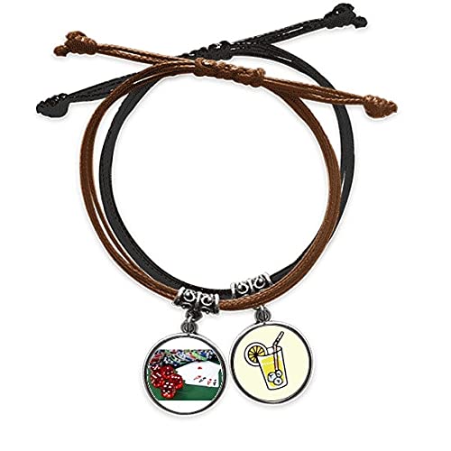 Bracelet Corde Paris et Dés de Poker en Cuir pour Homme et Femme