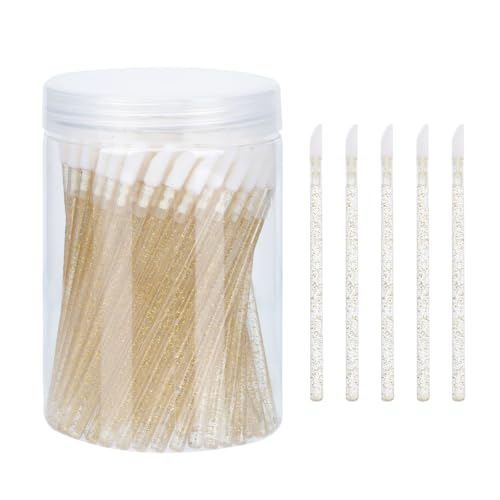 healvian 100個 使い捨てリップブラシ 携帯用 軽量コンパクト ソフト毛付き メイクアップツール 女性向け 化粧室や外出先で便利