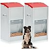 2 Pcs 25 Lbs Large Automatic Dog Feeders with Handle Acrylic Panel Galvanized Gravity Feeder Outdoor Hanging for Doggie Breed Dog Food Dispenser Container(Red)