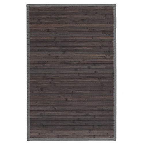 Alfombra de Salón o Comedor, Gris Oscuro, de Bambú Natural 60 X 90cm Natur, 60x90 - Hogar y Más