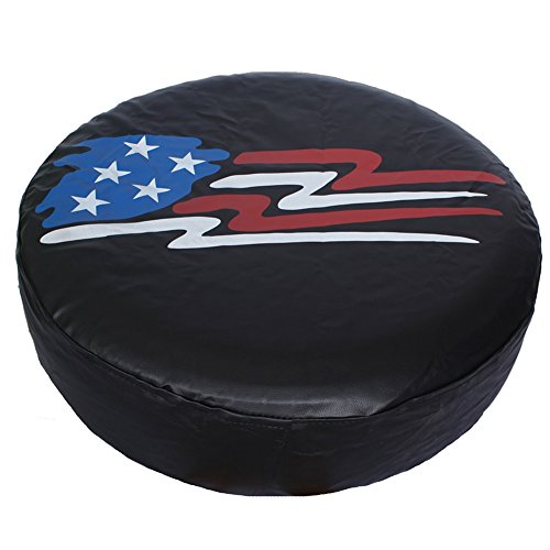 HEALiNK Spare Tire Cover,PVC Leather Waterproof Dust-Proof American Flag Rv Wheel Covers for Jeep Liberty Wrangler SUV Camper Travel Trailer Accessories (17 inch for Tire Φ 31"-33") - Thumbnail 6