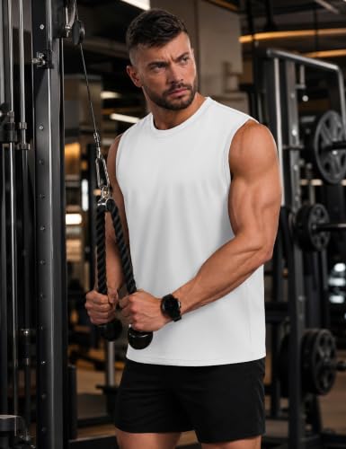 TACVASEN White Tank Tops for Men Moisture Wicking Summer Shirts Workout Gym Casual Athletic Sleeveless T Shirt S - image 3