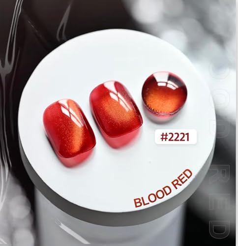 Image of Red Cat Eye Gel Nail Polish 7.5ml- Magnetic Shimmer Effect | Long-Lasting UV /LED Soak Off Gel | Mirror Shine Cat Eye Nail Art Gel for Salon (Red)