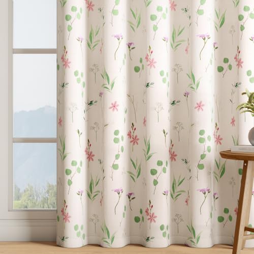 Image of Wakefit Printed Blackout Door Curtains 7 Feet | Set of 1 | Upto 99% Room Darkening | Double Layered Fabric | Thermal Insulated & Noise Reducing Curtains for Living Room & Home Decor | Botanic Beige