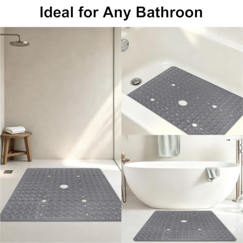 Large Square Shower Mat, Yonala 27 x 27 in Non Slip Shower Floor Mats with Suction Cups/Drain Hole by Yonala - Used condition - Image 7