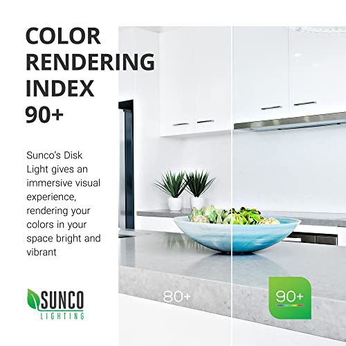 Sunco 4 Pack 5/6” Led Disk Lights Flush Mount Ceiling Light Fixture Recessed 5000K Daylight, 15W, 1050Lm, Dimmable Low Profile Surface Mount Etl & Energy Star Listed #TOP6