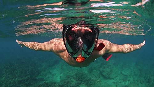 OCEAN REEF ARIA Snorkeling Mask - Full Face Mask with Panoramic View, Easy Breathing Anti-Fog System, Anti-Leak and Dry Top, Small Size, Color Black
