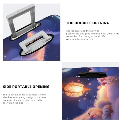 Dreamy Kitten Moonlight Travel Luggage Covers - Elasticity Suitcase Covers Protector for Luggage 18-32 Inch4