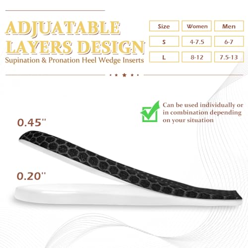 BIGGCOOL Corrective Insoles for Supination & Over-Pronation, Orthotics Medial & Lateral Heel Wedge Inserts for Foot Alignment, Bow Legs, Knee Pain (Black-2 Layers, L: Women 8-12/Men: 7.5-13)3