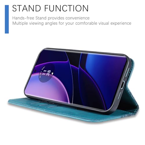 Image of Wallet Case for Motorola Edge 2023 6.6 inch - Moto Edge 2023 Flip Case [Strong Magnetic] PU Leather Folio Case with Card Holder Kickstand Protective Phone Cover - Green