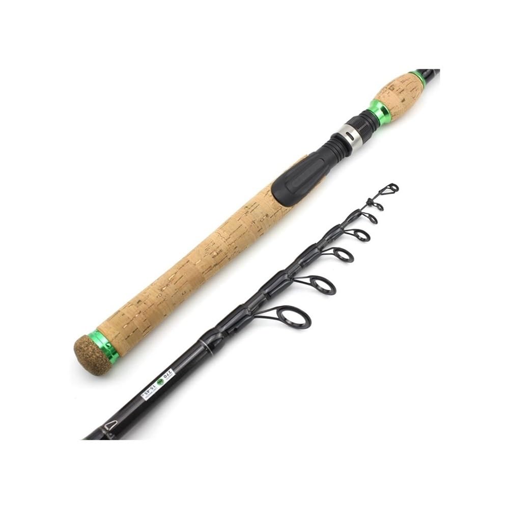 Canne à pêche Canne à pêche télescopique en Carbone avec poignée en liège allongée, Poids du leurre de 15 à 45 g, Canne à pêche Rapide M Power Kit de pêche(1.8m)