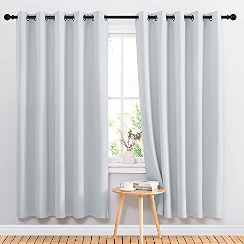 NICETOWN Room Darkening Curtains for Living Room - Easy Care Solid Thermal Insulated Grommet Curtains/Panels/Drapes for Bedroom (2 Panels, 66 by 72, G