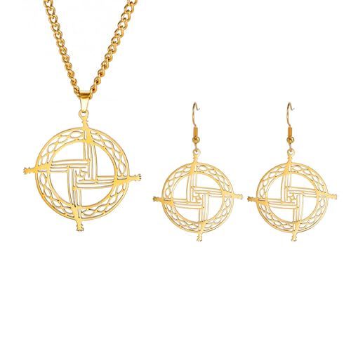 EUEAVAN St Brigid's Cross Saint Bridget Necklace Traditional Irish Celtic Cross Pendant Amulet Christian Pagan Religious Jewellery Woman Man Gift (set 2)