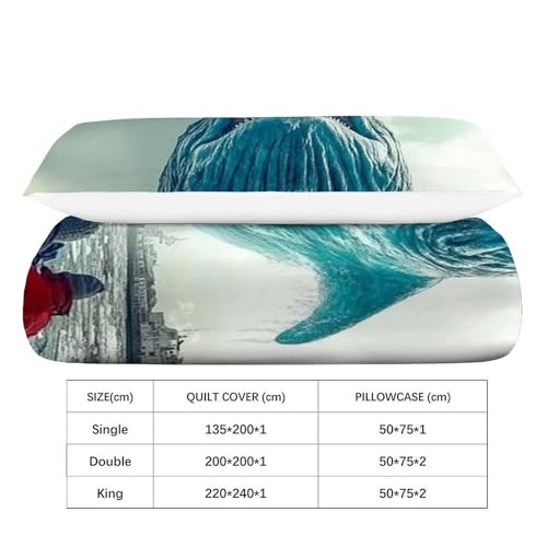 Housse de couette requin microfibre 135x200cm animaux aquatiques