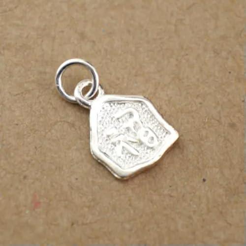 Colgante de Plata 990 'Felicidad con Kanji Oriental, A2435-A (pequeño, Plateado)