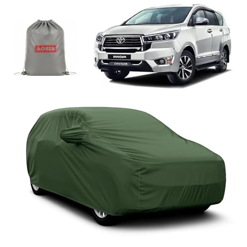 Image of AOSIS 'Waterproof' Car Cover Compatible with Toyota Innova /Innova Crysta 300 GSM Uly Coated Thick Fabric 4X4, Adjustable Belt Buckle, Elastic Grip