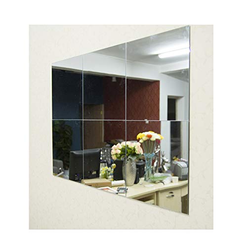 Alrens(TM) 30x30cm Silver 6 Pcs Squares Reflective Mirror Surface Creative Decor Art DIY 3D Acrylic Crystal Mirror Wall Sticker Living Room Bedroom Ceiling Mural Decal Home Decoration