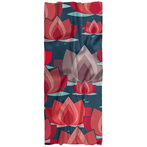 Écharpe légère femme contre les courants d'air avec fleurs de lotus rouges
