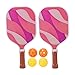 Set, Paddle Core Fiberglass Paddle and Balls Set Paddles Set of 2 15.9x7.7x1.4in Racket Size for Outdoor Gaming Competition