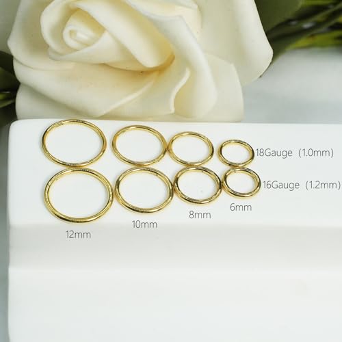 Surgical Stainless Steel 16G Septum rings Gold plated Hoop Nose Rings Daith earrings 6mm 8mm 10mm 12mm set Hinged Clicker Hoop Piercing Jewelry for Women Men(6-12mm 4pair 16G Gold)4