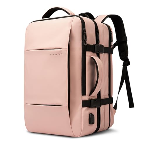 BANGE Mochila Executiva Masculina Reforçada de 40L Expansível Antifurto Impermeável para Notebooks de Até 17.3 Polegadas - Rosa