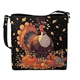 HUGS IDEA Thanksgiving Turkey Shoulder Bag for Women Fashion Hobo Bags for Women Leather Handbag for Work Large Capacity Shoulder Purse with Adjustable Strap