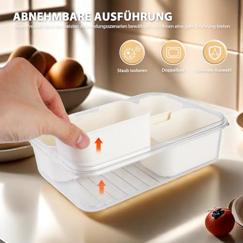 HOSPAOP Snackteller mit Fächern, Snackschale mit Deckel, Kunststoff Snackbox Snack Schalen Set Auslaufsicher, Snacktablett Organizer für SüßIgkeiten Candy Veggie Keks Nüsse Desserts Obst