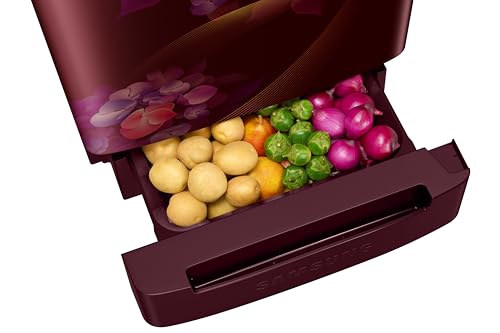 Image of Samsung 189 L, 5 Star, Digital Inverter, Direct-Cool Single Door Refrigerator (RR21H2H25HT /HL, Red, Hydrangea Plum, Base Stand Drawer, Single Touch Defrost, 2026 Model)