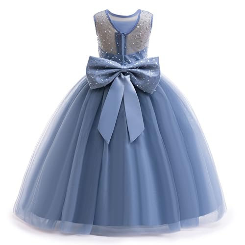 Girls Sequin Tulle Dress Formal Pageant Sparkly Birthday Party Wedding Guest Ball Gown Dresses with Bow