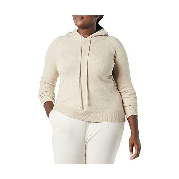 Amazon Essentials Women's Soft Touch Hooded Pullover Sweater, Beige, Large