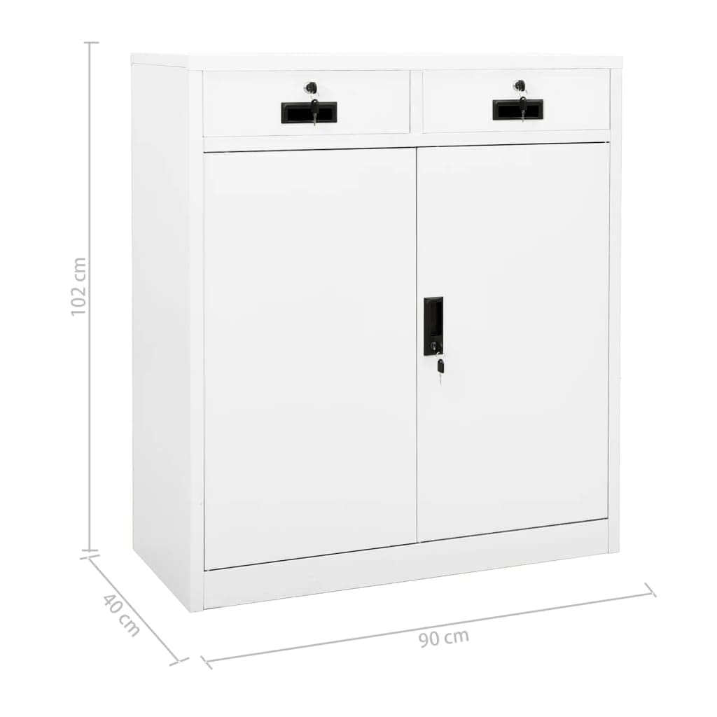 vidaXL Szafka biurowa, biała, 90x40x102 cm, stalowa, szafka, szafka na dokumenty, szafka kartotekowa, szafki, szafki na dokumenty, szafki kartotekowe