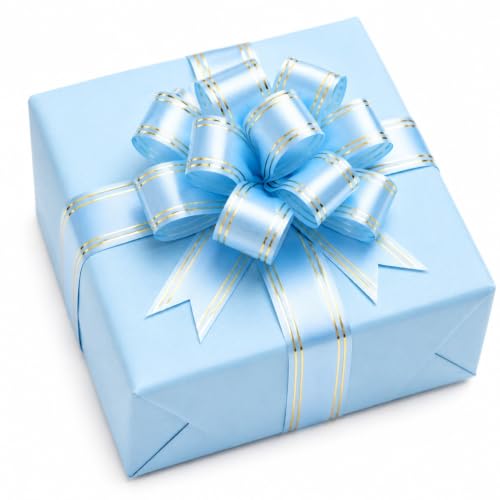 Image of Prokart - Pull Bow Gift Ribbon for Gift Wrapping, Large Decorative Pull Bows for Presents, Hampers, Flower Bouquets, Wedding, Birthday, Christmas & Party Decorations (12MM, Baby Blue, Pack of 30PC)