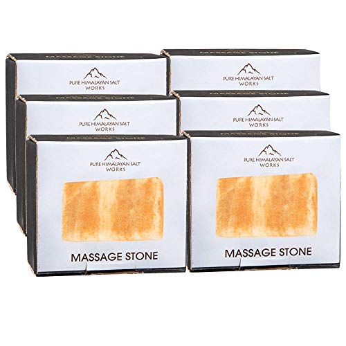 Pure Himalayan Salt Works Rectangle Massage Stone, Pink Crystal Hand-Carved Stone for Massage Therapy, Deodorant and Salt and Sugar Scrubs, 2.25â€ W x 3.25â€ H x 1â€ D
