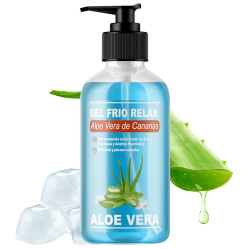QKnatur - GEL FRIO ALOE VERA DE CANARIAS BIO - Con extracto de Arnica y Calendula. Efecto refrescante y calmante, alivia las piernas cansadas, estimula la circulación (500 ml)