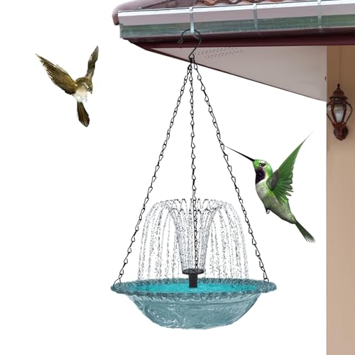 Fuente solar para baño de pájaros para jardín | Bomba de energía solar para fuente de baño de pájaros, comedero colgante para pájaros decoración de jardín patio trasero niños patio trasero cubierta