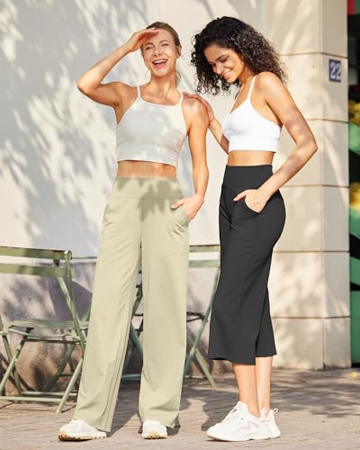 Image of G4Free EverGoing Yoga Pants Women Wide Leg Pants with Pockets High Waist Stretch Dress Casual Sweatpants Petite /Regular /Tall